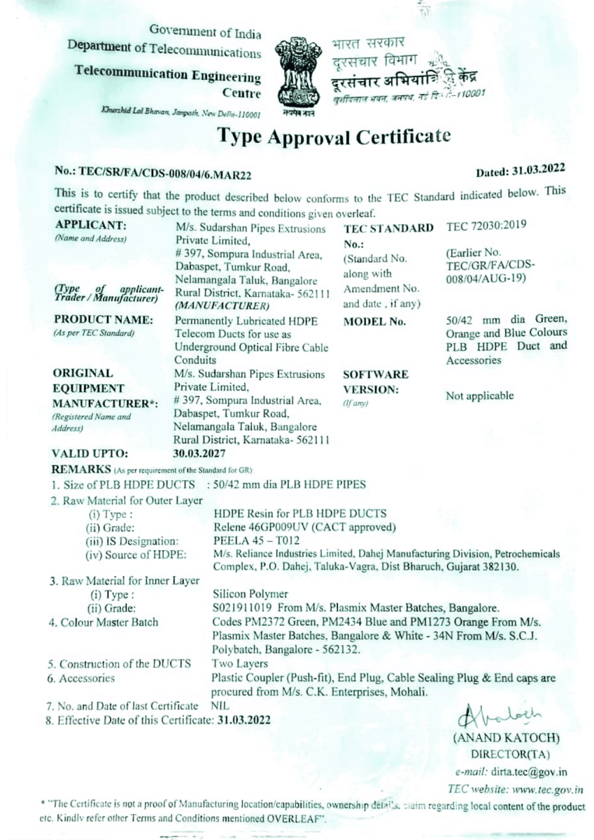 TEC Certificate 50 PLB Ducts